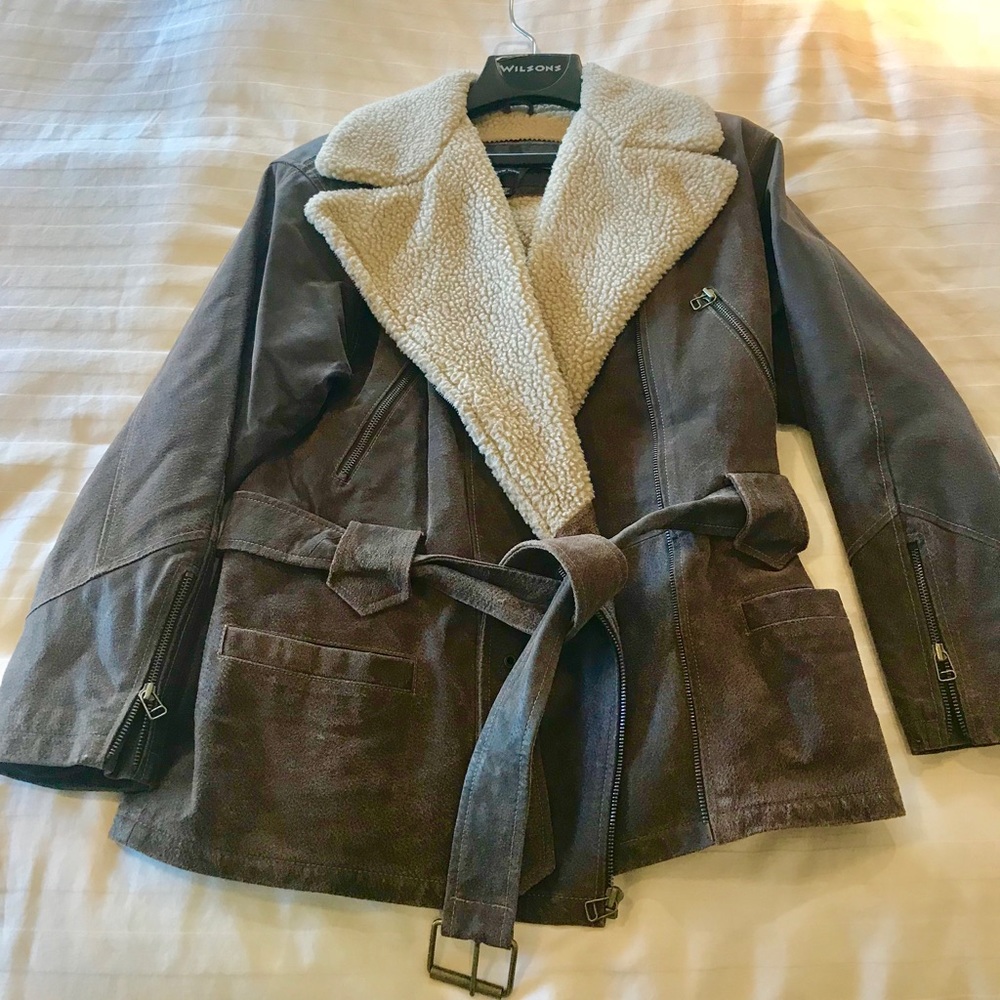 Women’s brown leather Bomber Jacket